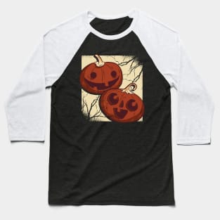 Two Carved Pumpkins Baseball T-Shirt